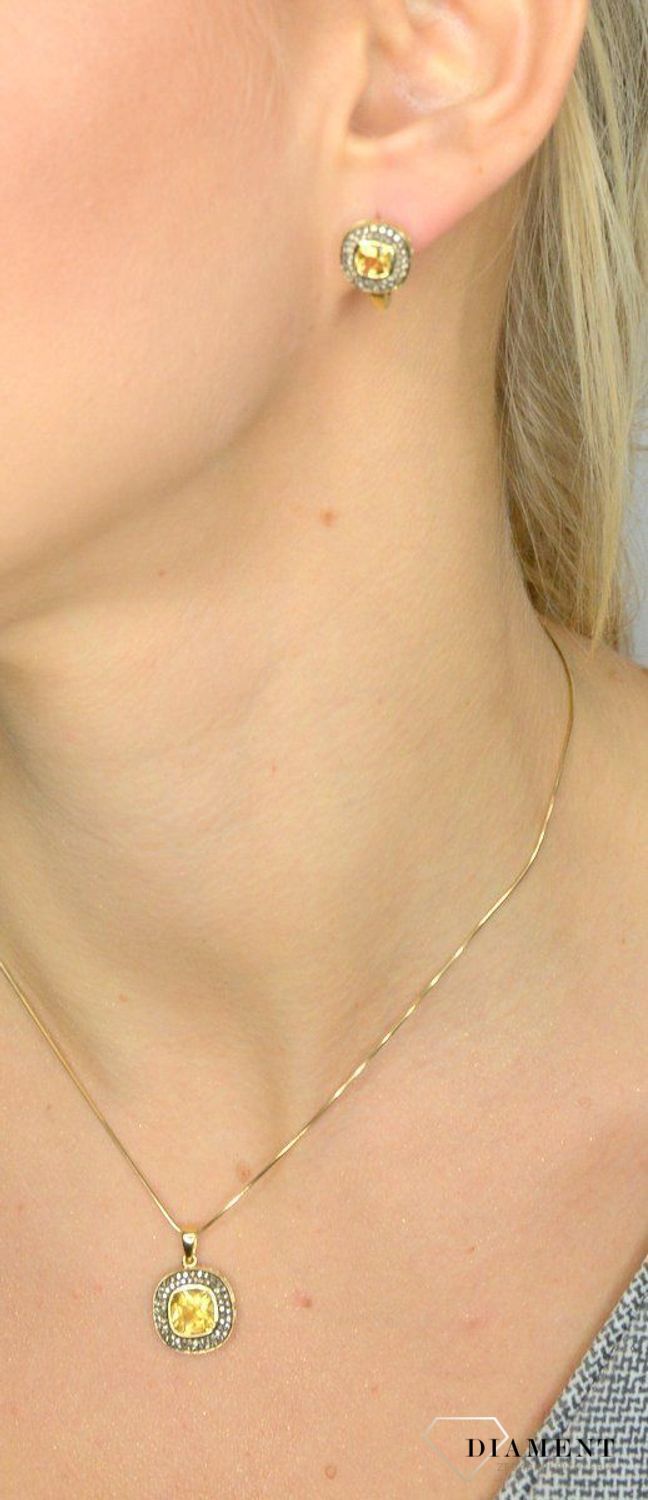 Złote kolczyki DIAMENT cytryn, diamenty E 1348CTCH.jpg